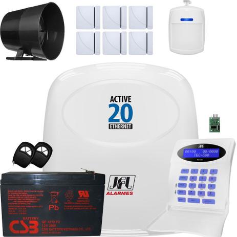 Kit Alarme Residencial Active 20 Ethernet Com Shc Fit E Ds 410 Jfl - Jfl alarmes Menor preço em Kit Alarme Residencial Active 20 Ethernet Com Shc Fit E Ds 410 Jfl - Jfl alarmes