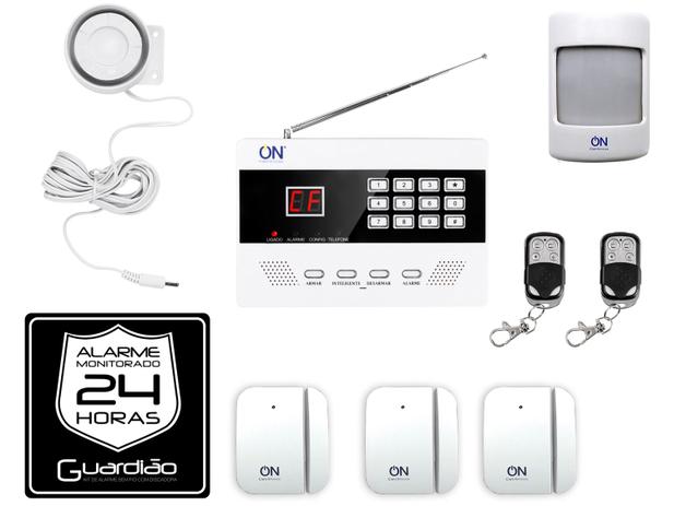 Kit Alarme Residencial/Comercial ON Eletrônicos - Guardião Sem Fio 3 Sensores com Controle Remoto
