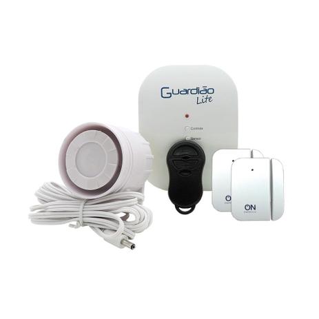 Kit alarme sem fio branco Guardião Lite ON Menor preço em Kit alarme sem fio branco Guardião Lite ON