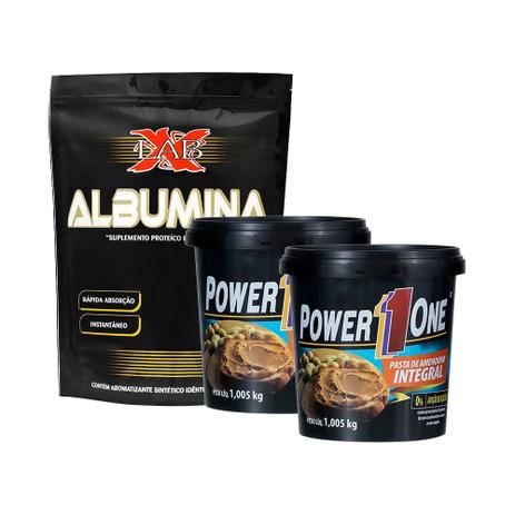Kit Albumina - Xlab + Pasta de Amendoim Lisa 1kg + Pasta de Amendoim Sabores 500g - Power One Menor preço em Kit Albumina - Xlab + Pasta de Amendoim Lisa 1kg + Pasta de Amendoim Sabores 500g - Power One