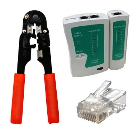 Kit Alicate de Crimpar RJ45 + Descascador + Testador de Cabos + 100 Conectores RJ45 - Xdgtl Menor preço em Kit Alicate de Crimpar RJ45 + Descascador + Testador de Cabos + 100 Conectores RJ45 - Xdgtl