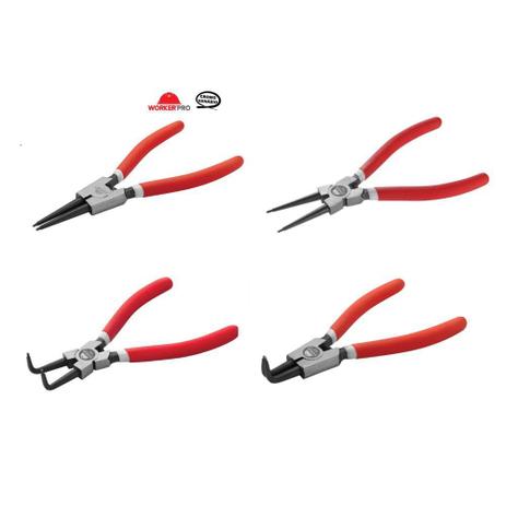 Kit alicate para anel interno e externo bico reto e curvo worker Menor preço em Kit alicate para anel interno e externo bico reto e curvo worker