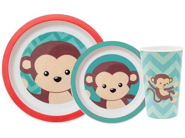 Kit Alimentação Infantil 3 Peças Buba Animal Fun - Macaco é boa?