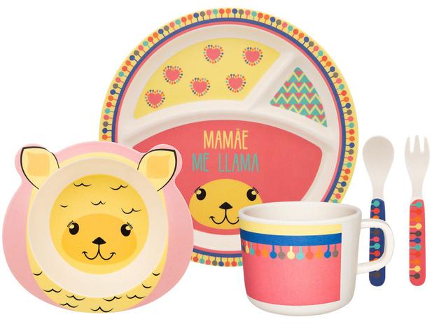 Kit Alimentação Infantil 5 Peças Oxford - Bamboo Lhama Menor preço em Kit Alimentação Infantil 5 Peças Oxford - Bamboo Lhama