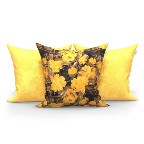 Kit Almofadas Amarelas 45cm x 45cm de Jacquard e Enchimento de Silicone Super Macio - Moda casa enxovais Menor preço em Kit Almofadas Amarelas 45cm x 45cm de Jacquard e Enchimento de Silicone Super Macio - Moda casa enxovais