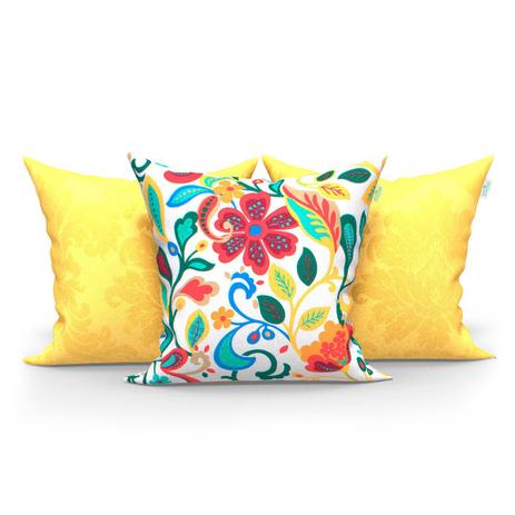 Kit Almofadas Amarelas e Coloridas 45cm x 45cm de Jacquard e Enchimento de Silicone Super Macio - Moda Casa Enxovais Menor preço em Kit Almofadas Amarelas e Coloridas 45cm x 45cm de Jacquard e Enchimento de Silicone Super Macio - Moda Casa Enxovais