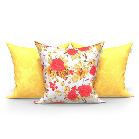 Kit Almofadas Amarelas e Florais 45cm x 45cm de Jacquard e Enchimento de Silicone Super Macio - Moda casa enxovais Menor preço em Kit Almofadas Amarelas e Florais 45cm x 45cm de Jacquard e Enchimento de Silicone Super Macio - Moda casa enxovais