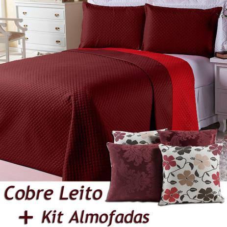 Kit Almofadas c/ Refil + Cobre Leito Dual Color Bordô/Vermelho Dupla Face Queen 07 Peças - Dourados enxovais Menor preço em Kit Almofadas c/ Refil + Cobre Leito Dual Color Bordô/Vermelho Dupla Face Queen 07 Peças - Dourados enxovais