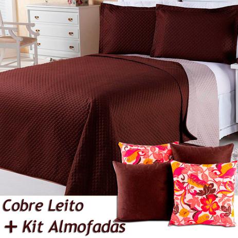 Kit Almofadas c/ Refil + Cobre Leito Dual Color Marrom/Bege Dupla Face Solteiro 06 Peças - Dourados enxovais Menor preço em Kit Almofadas c/ Refil + Cobre Leito Dual Color Marrom/Bege Dupla Face Solteiro 06 Peças - Dourados enxovais