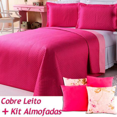 Kit Almofadas c/ Refil + Cobre Leito Dual Color Pink/Rosa Dupla Face Solteiro 06 Peças - Dourados enxovais Menor preço em Kit Almofadas c/ Refil + Cobre Leito Dual Color Pink/Rosa Dupla Face Solteiro 06 Peças - Dourados enxovais