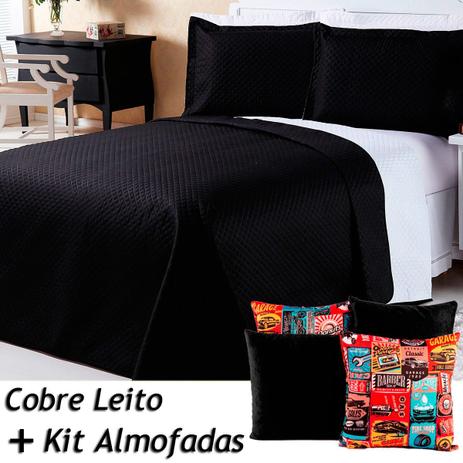 Menor preço em Kit Almofadas c/ Refil + Cobre Leito Dual Color Preto/Branco Dupla Face Casal Padrão 07 Peças - Dourados enxovais