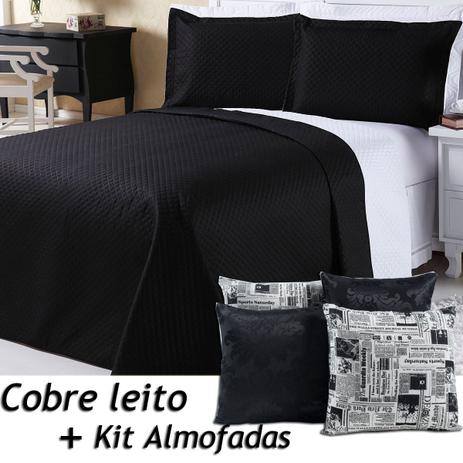 Kit Almofadas c/ Refil + Cobre Leito Dual Color Preto/Branco Jornal Dupla Face Solteiro 06 Peças - Dourados enxovais Menor preço em Kit Almofadas c/ Refil + Cobre Leito Dual Color Preto/Branco Jornal Dupla Face Solteiro 06 Peças - Dourados enxovais