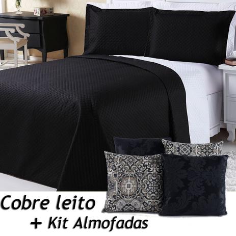 Menor preço em Kit Almofadas c/ Refil + Cobre Leito Dual Color Preto/Branco Mandala Dupla Face Casal Padrão 07 Peças - Dourados enxovais