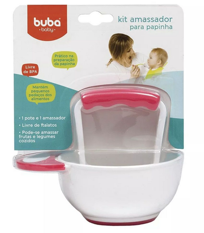 Kit Amassador para Papinha Bebê Rosa (0m+) Buba - Buba toys Menor preço em Kit Amassador para Papinha Bebê Rosa (0m+) Buba - Buba toys