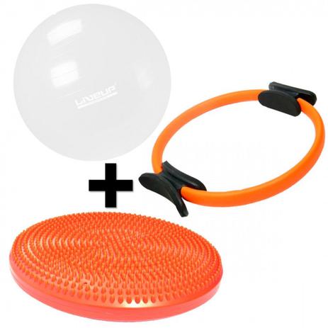 Kit Anel de Pilates + Disco de Equilibrio Inflavel + Bola 65 Cm Transparente Liveup Menor preço em Kit Anel de Pilates + Disco de Equilibrio Inflavel + Bola 65 Cm Transparente Liveup