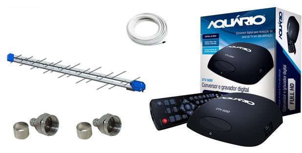 kit Antena e Conversor Digital Aquário DTV-5000 FULL HD - Aquario Menor preço em kit Antena e Conversor Digital Aquário DTV-5000 FULL HD - Aquario