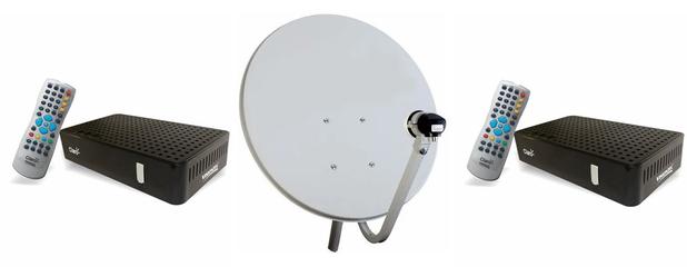 kit antena Parabólica 60cm Lisa Claro Tv Pré-Pago  com  2 Recepitores Digital  Visiontec SD
