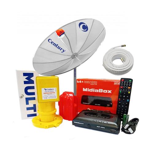 Kit Antena Parabólica Tela 1,70 + Midiabox B4 Lnbf Multipont - CENTURY Menor preço em Kit Antena Parabólica Tela 1,70 + Midiabox B4 Lnbf Multipont - CENTURY