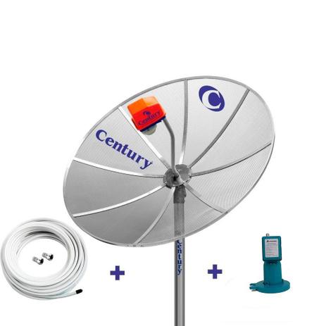 Kit Antena TV Parabolica Century com Antena 1,7m, LNBF Monoponto Super Digital, Cabo, Conectores Menor preço em Kit Antena TV Parabolica Century com Antena 1,7m, LNBF Monoponto Super Digital, Cabo, Conectores