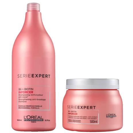 Kit Anti-Quebra LOréal Professionnel Inforcer Shampoo 1500ml + Máscara 500g Menor preço em Kit Anti-Quebra LOréal Professionnel Inforcer Shampoo 1500ml + Máscara 500g