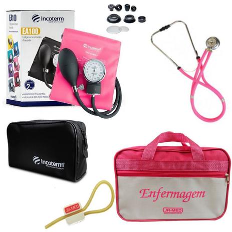 Kit Aparelho De Pressão com Estetoscópio Rappaport Incoterm com Bolsa - Pink Menor preço em Kit Aparelho De Pressão com Estetoscópio Rappaport Incoterm com Bolsa - Pink