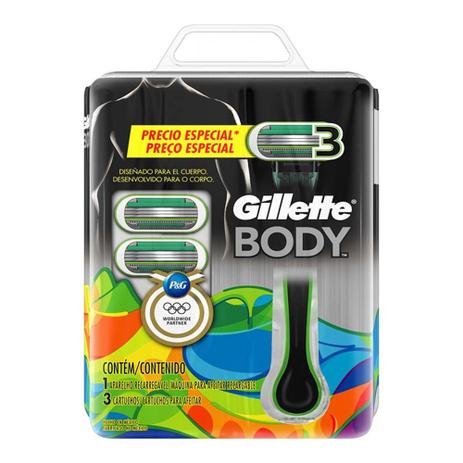 Kit Aparelho Gillette Body + 3 Cargas Olympics - Procter Menor preço em Kit Aparelho Gillette Body + 3 Cargas Olympics - Procter
