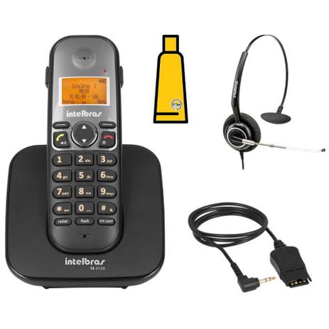 Kit Aparelho Telefone Fixo Sem Fio Bina TS 5120 Com Headset - Intelbras Menor preço em Kit Aparelho Telefone Fixo Sem Fio Bina TS 5120 Com Headset - Intelbras