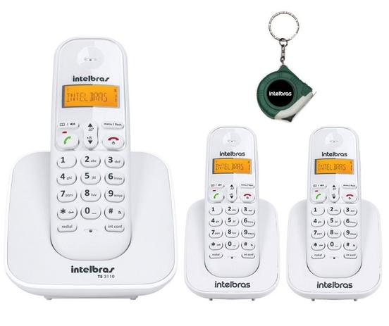 Kit Aparelho Telefone Fixo sem fio Dect TS 3110 Com 2 Ramal - Intelbras Menor preço em Kit Aparelho Telefone Fixo sem fio Dect TS 3110 Com 2 Ramal - Intelbras
