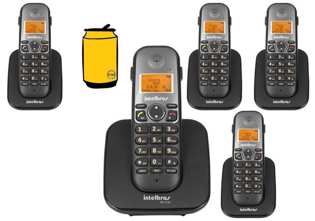 Kit Aparelho Telefone Fixo sem fio TS 5120 Com 4 Ramal Bina - Intelbras Menor preço em Kit Aparelho Telefone Fixo sem fio TS 5120 Com 4 Ramal Bina - Intelbras