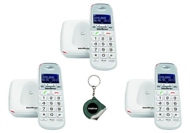 Kit Aparelho Telefone Fixo sem fio TS 63V Branco Com 2 Ramal - Intelbras Menor preço em Kit Aparelho Telefone Fixo sem fio TS 63V Branco Com 2 Ramal - Intelbras