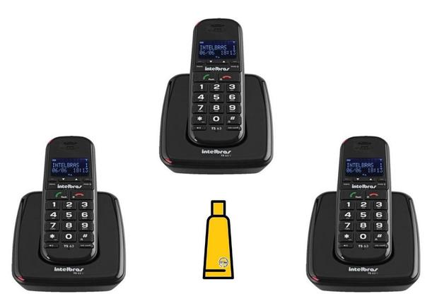 Kit Aparelho Telefone Fixo sem fio TS 63V Preto Bina 2 Ramal - Intelbras Menor preço em Kit Aparelho Telefone Fixo sem fio TS 63V Preto Bina 2 Ramal - Intelbras