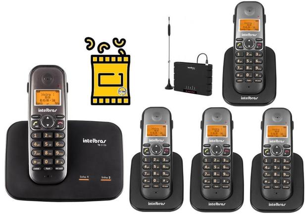Kit Aparelho Telefone Sem TS 5150 Bina 4 Ramal Entrada Chip - Intelbras Menor preço em Kit Aparelho Telefone Sem TS 5150 Bina 4 Ramal Entrada Chip - Intelbras
