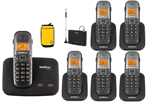 Kit Aparelho Telefone Sem TS 5150 Bina 5 Ramal Entrada Chip - Intelbras Menor preço em Kit Aparelho Telefone Sem TS 5150 Bina 5 Ramal Entrada Chip - Intelbras