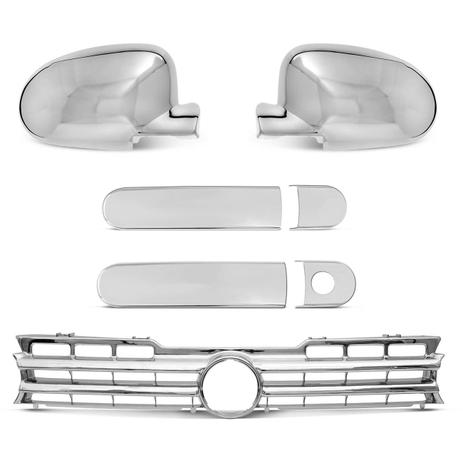 Kit Aplique Grade Retrovisor e Maçaneta Gol Parati G2 96 a 99 Saveiro G2 98 a 00 2 Portas Cromado - Prime Menor preço em Kit Aplique Grade Retrovisor e Maçaneta Gol Parati G2 96 a 99 Saveiro G2 98 a 00 2 Portas Cromado - Prime
