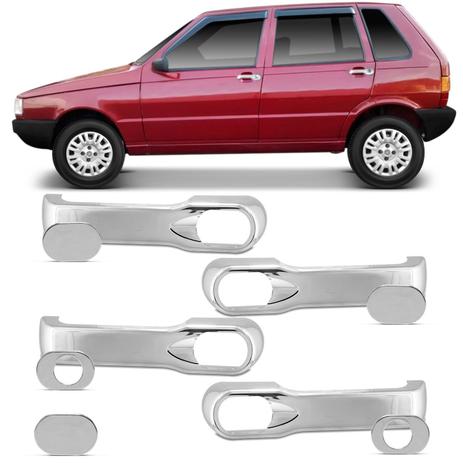 Kit Apliques Cromados Maçaneta Fiat Uno 1994 a 2000 4 Portas Acabamento Impecável Encaixe Perfeito - Shekparts Menor preço em Kit Apliques Cromados Maçaneta Fiat Uno 1994 a 2000 4 Portas Acabamento Impecável Encaixe Perfeito - Shekparts