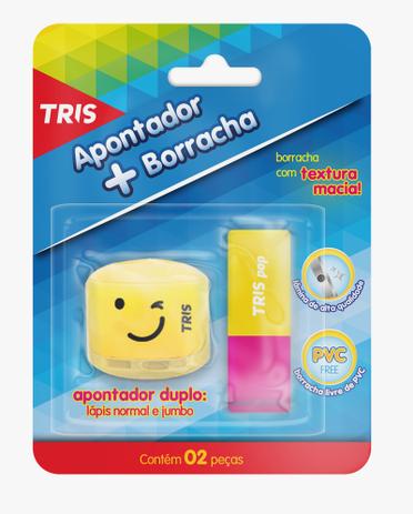 Kit Apontador Com Depósito e Borracha Escolar Tris Pop Menor preço em Kit Apontador Com Depósito e Borracha Escolar Tris Pop