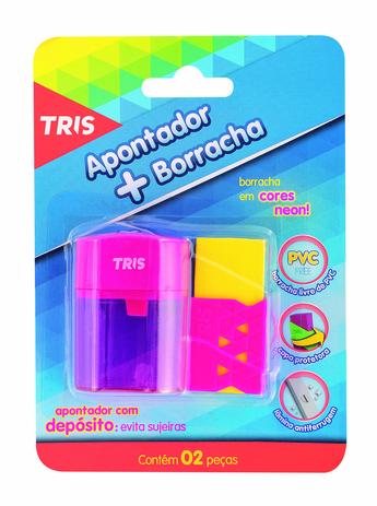 Kit Apontador Com Depósito e Borracha Escolar Tris Menor preço em Kit Apontador Com Depósito e Borracha Escolar Tris