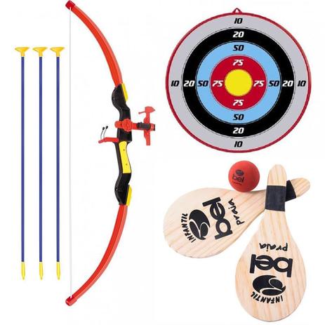 Kit Arco e Flecha com Infravermelho + Kit Tênis de Praia Infantil Frescobol BELFIX - Bel fix Menor preço em Kit Arco e Flecha com Infravermelho + Kit Tênis de Praia Infantil Frescobol BELFIX - Bel fix