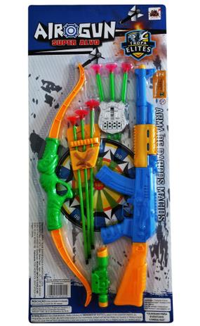 Kit arco e flecha e lança dardos de brinquedo infantil com acessórios - OM Duca Menor preço em Kit arco e flecha e lança dardos de brinquedo infantil com acessórios - OM Duca