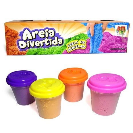 Kit areia magica divertida massinha de modelar com 280 gramas com 4 potes coloridos - Gimp Menor preço em Kit areia magica divertida massinha de modelar com 280 gramas com 4 potes coloridos - Gimp