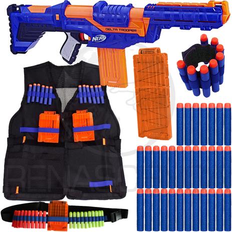 Kit Arma Nerf Delta Trooper + Colete + Acessórios + 60 Dardos