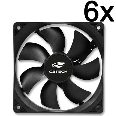 Kit Atacado 6 Cooler Fan Silencioso Ventilador 80mm 3 Pinos - C3tech F7-MB10BK Storm para Gabinete PC Computador Menor preço em Kit Atacado 6 Cooler Fan Silencioso Ventilador 80mm 3 Pinos - C3tech F7-MB10BK Storm para Gabinete PC Computador