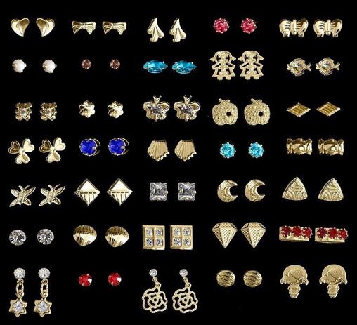 Kit Atacado Contendo 10 Pares Brincos Folheados A Ouro 18K - Lunozê Menor preço em Kit Atacado Contendo 10 Pares Brincos Folheados A Ouro 18K - Lunozê