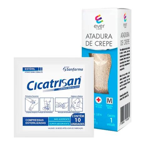 Kit Atadura Crepe Ever Care 12cm + Compressa Não Aderente Cicatrisan 10 Unidades é boa?