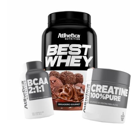 Kit Atlhetica Nutrition BEST WHEY 900g Brigadeiro + BCAA + CREATINA Menor preço em Kit Atlhetica Nutrition BEST WHEY 900g Brigadeiro + BCAA + CREATINA