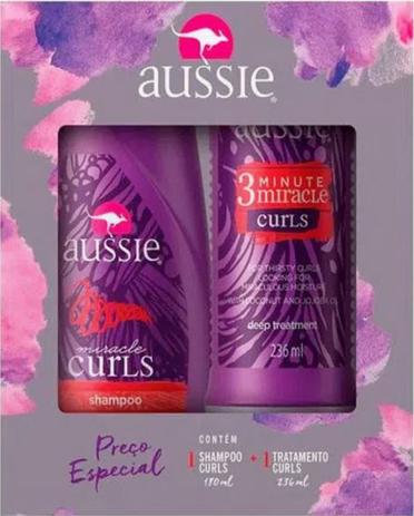 Kit Aussie Curls Shampoo 180ml + Creme 3 Min Miracle 236ml Menor preço em Kit Aussie Curls Shampoo 180ml + Creme 3 Min Miracle 236ml