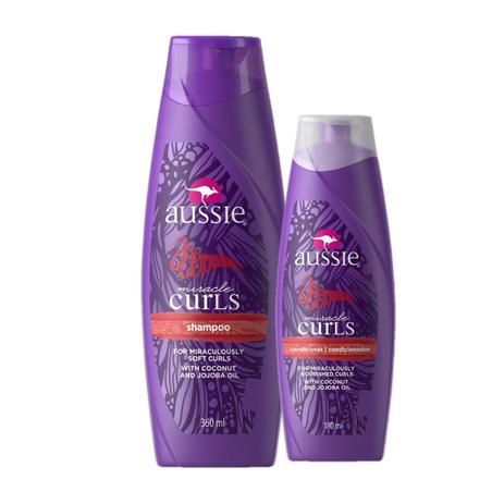 Kit Aussie Miracle Curls Shampoo 360ml + Condicionador 180ml Menor preço em Kit Aussie Miracle Curls Shampoo 360ml + Condicionador 180ml