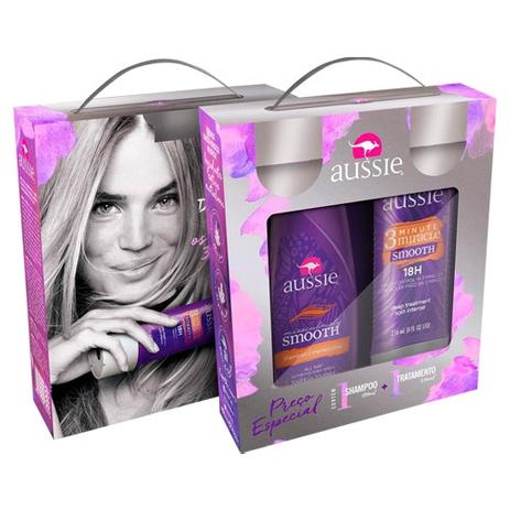 Kit Aussie Smooth Shampoo 180ml + Máscara de Tratamento 236ml Menor preço em Kit Aussie Smooth Shampoo 180ml + Máscara de Tratamento 236ml