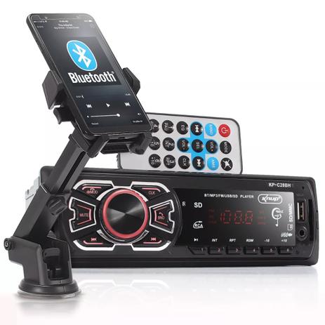 Kit Auto Radio Bluetooth Mp3 Carro Suporte Veicular Celular - Knup Menor preço em Kit Auto Radio Bluetooth Mp3 Carro Suporte Veicular Celular - Knup