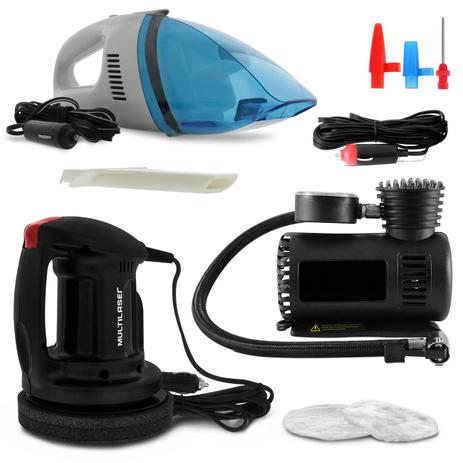 Kit Automotivo Limpeza Mini Compressor de Ar com Aspirador de Pó Portátil e Politriz Polidor - Prime Menor preço em Kit Automotivo Limpeza Mini Compressor de Ar com Aspirador de Pó Portátil e Politriz Polidor - Prime
